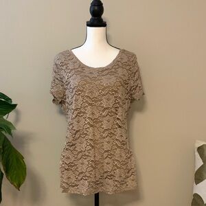 Banana Republic Lace Blouse in Tan sz xl EUC B64
